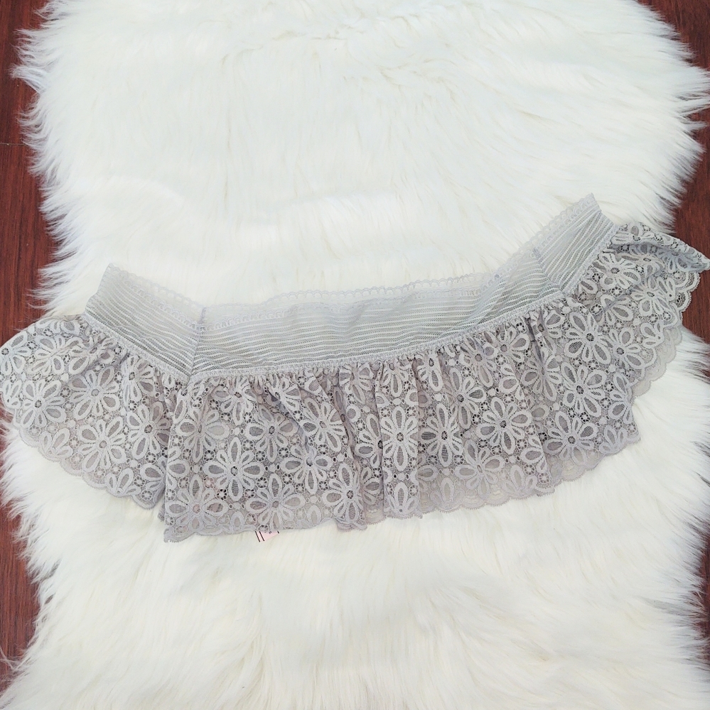 Victoria's Secret Off the Shoulder Gray Crochet Flowy Bralette